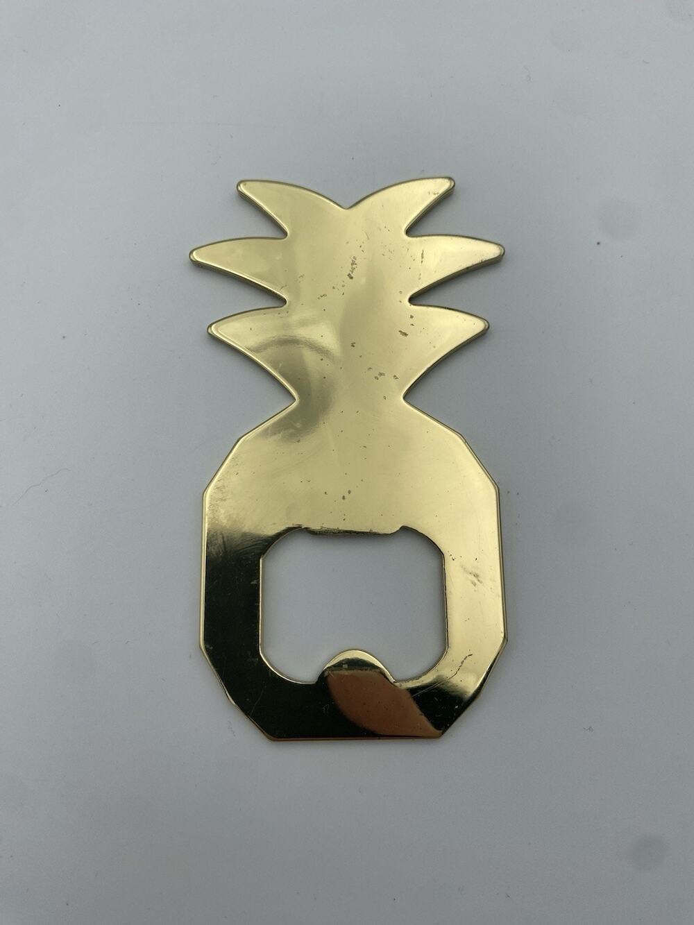 Gold Metal Pineapple Handheld Bottle Opener, Novelty Style, 3.5 in